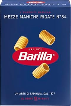 Barilla Pasta Mezze Maniche Rigate, Pasta di Semola di Grano Duro, I Classici, Tempo di Cottura 12 Minuti, Confezione da 500g