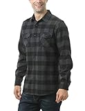 Leisurely Pace Men's Button Down Long Sleeve Buffalo Plaid Flannel Shirt(40GY,M)