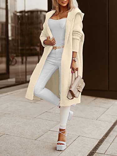 Image of Aoysky Womens Long Cardigans Cable Knitted Open Front Oversized Hooded Outerwear Sweater Coat