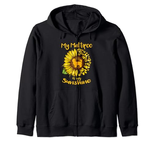 Maltipoo Dog is My Sunshine Sunflower Dog Paw Puppy Lover Sudadera con Capucha