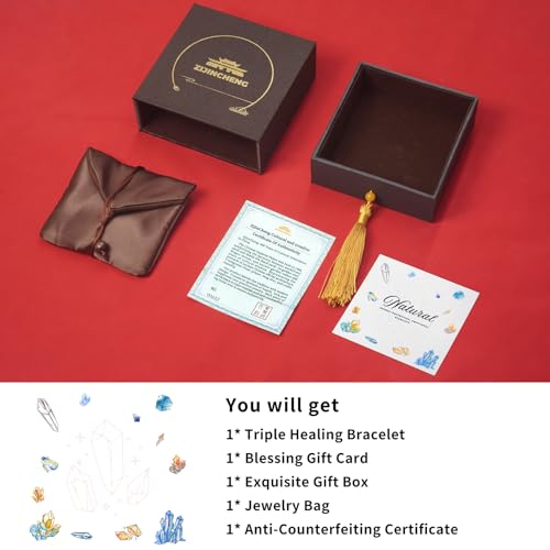 Triple Protection Energy Bracelet, Healing Crystals for Negative Energy Protection, Unisex Amulet with Obsidian, Tiger Eye, and Onyx Stones, Spiritual Jewelry for Men and Women, Healing, Manifestation, and Wellness4