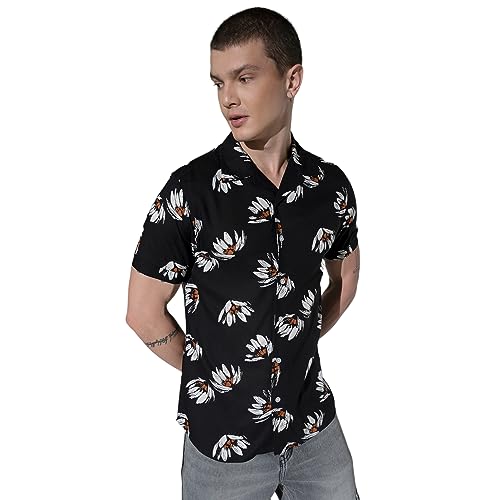 Image of Hubberholme Men's Rayon Relaxed Fit Printed Half Sleeve Resort Shirt