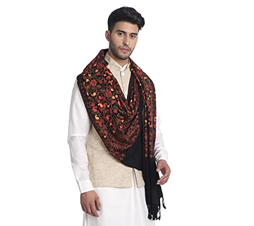 Écharpe Kashmiri pour homme brodée originale Punjabi Aari vêtement noir chaud