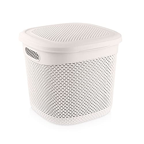 7H SEVENON Cesta Mediana Cuadrada con Tapa 15 litros 7house