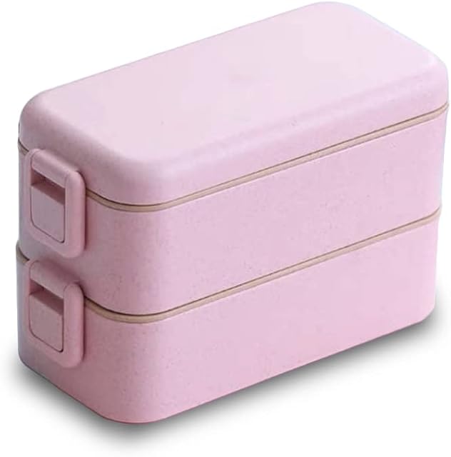 Bibi & Co. Bento Box with Built-in Utensil Set, Japanese Lunch Containers, All-in-One Adult/Kids Meal Prep Container, 2 Stackable Portable Leak-proof Large Capacity, Microwave Safe Lunch Box.