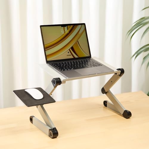 Table ordinateur portable réglable lit support pliable aluminium ventilé argent - 6