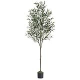 Alupssuc Olive Trees Artificial Indoor, 6FT Tall Faux Olive Tree with White Planter, Artificial Plants with Lifelike Fruits and Realistic Leaves for Modern Home Office Living Room Decor