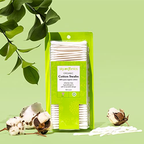 Sky Organics Organnic Cotton Swabs For Sensitive Skin, 100% Pure Gots Certified Organic For Beauty & Personal Care, 500 Ct. #TOP4