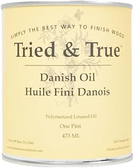 Tried & True Danish Oil, Pint - Pure Polymerized Linseed Oil Wood Finish, Ideal for Furniture, Rustic Pieces, & Priming Wood for Other Oil or epoxy-Based Products - Food Safe, Simple, Fast Curing