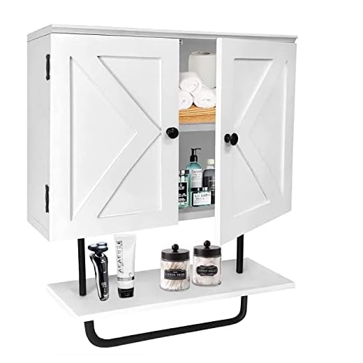 Spaclear Wall Mounted Bathroom Cabinet,22x26x8 Inch Wooden Bathroom Medicine Cabinet with Towels Bar,Large Capacity Bathroom Bathroom Wall Cabinet with Adjustable Shelf-White