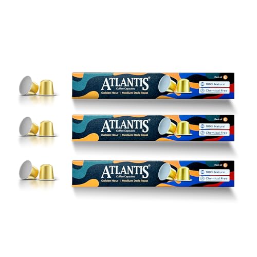 Image of Atlantis Golden Hour Coffee Capsules | Profile Roasted | No Artificial Flavours | Medium Dark Roast | Intensity 9 | Cafe-Style Precision | Pack of 18 Capsules