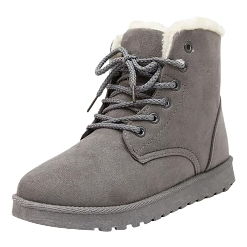 Generisch Botas de invierno Mujer,Botas cortas apiladas de cuero Botines tacón Botas de mujer Botas de moda Botas de mujer, gris, 39 EU