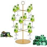 QPIX DIGITAL Champagne Tower,Metal Cocktail Tree Stand 3 Tier - 12 Holders For Champagne, Cocktails, Martini, Margarita Cups at Weddings,Bridal Parties & Events,Cocktail Glass Gold Holder