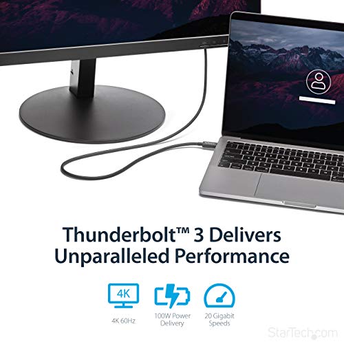 Startech.com 20Gbps Thunderbolt 3 Cable - 6.6Ft/2M - Black - 4K 60Hz - Certified Tb3 Usb-C To Usb-C Charger Cord W/ 100W Power Delivery (Tblt3Mm2M) #TOP2