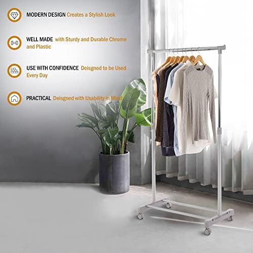 Premier Housewares Clothes Hanging Rail with Wheels Clothing Rack Clothes Rails Clothing Rails Clothes Rails on Wheels 152 Cm X 80 Cm X 43 Cm