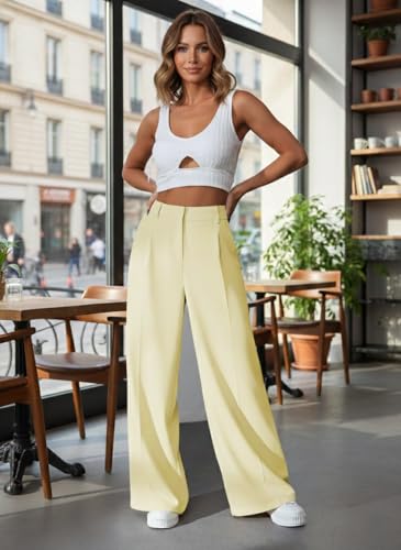 Image of GRECIILOOKS Trousers for Woman | Womens High Rise High Waist Flared Korean Style | Formal Pant for Women Office Wear| Track Pants for Womans Elegant for College & Events (Available in Plus Size)