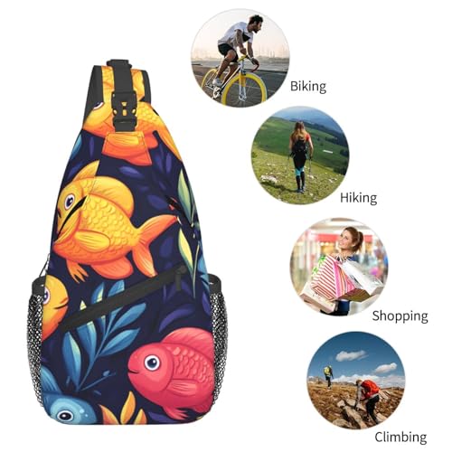 Mochila cruzada ligera con patrón Ocean Fish Seaweed miniatura 5