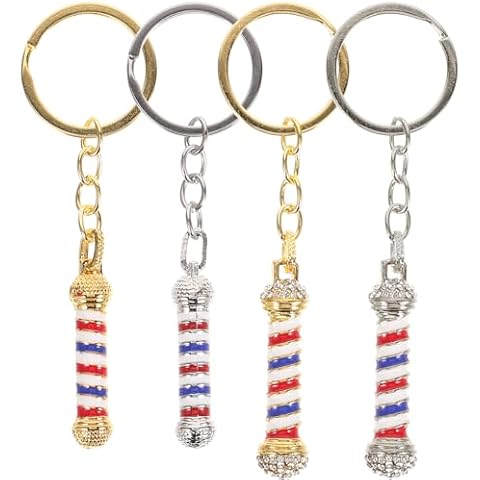 FENICAL Pendant Keyring Keychain Barber Shop Sign Key Chain Trinket Women Men 4Pcs Cover