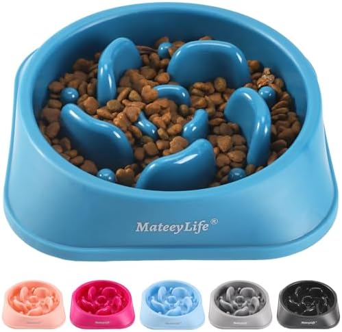 MateeyLife Slow Feeder Dog Bowls, Anti-Choking Puzzle Dog Food Bowls, Non Slip Interactive Dog Feeding Bowls Slow Down Eating, Bloat Stop Maze Dog Dishes Dog Feeder for Medium Large Breeds DarkBlue
