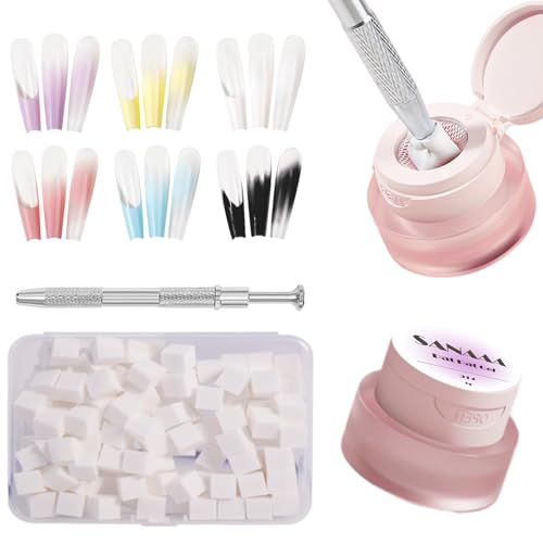 SANAAA ジェルネイルセット 6色 HEMAフリー カラージェル グラデーション ペインティング ジェルネイル スポンジブロックと グラブペン UV・LED対応