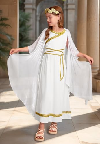 BesserBay Girls Greek 2PCS Halloween Toga Elegant Goddes Dress 4-12 Years2