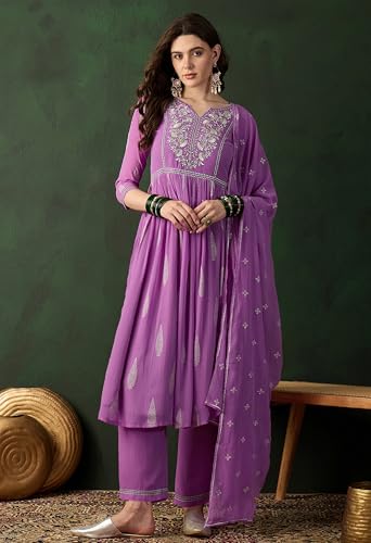 Image of SheWill Kurta Set for Women - Maroon Velvet Zari Sequence Cording Embroidered Kurta with Pant and Cutwork Organza Dupatta