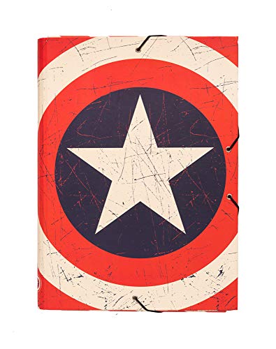 Grupo Erik Editores - Chemise cartonnée à élastique 3 rabats Marvel Captain America - Rigide - 24 x 34 cm