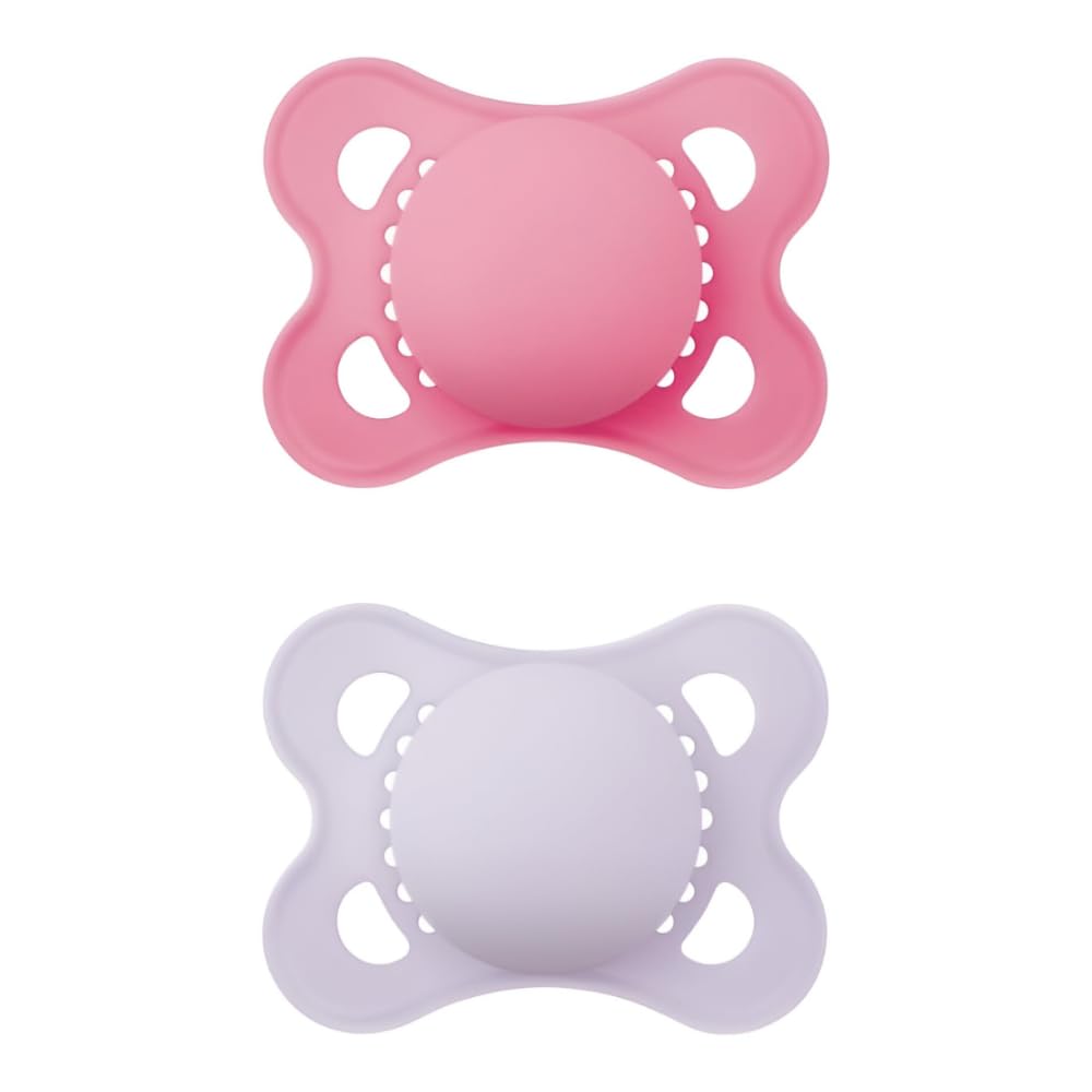 MAM Original Ciuccio in Set da 2, in Caucciù, con Custodia Porta Succhietto, 2-6 Mesi, Rosa