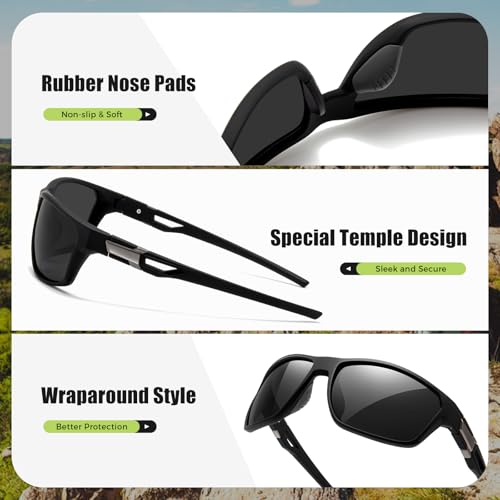 SUNGAIT Polarized Wrap Around Sports Sunglasses Men Classic Square Style for Driving Running Fishing4
