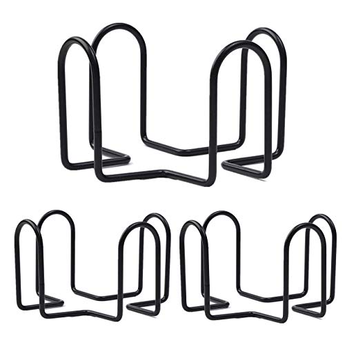 3PC Kocent Vintage Coaster Holder Black Iron Metal Holder Storage Caddy for Both Round and Square Coasters Fit 4 to 9 Pieces Coasters,4.3 Inch