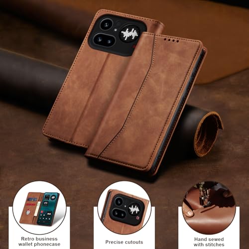 Image of Jasonyu Flip Wallet Case for Nothing Phone 4a Pro 5G,Brown