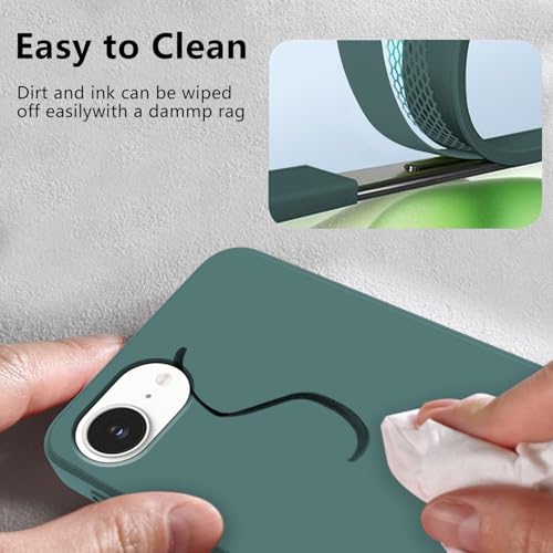 Coque iPhone 16e en silicone liquide doublure microfibre douce vert foncé - 3