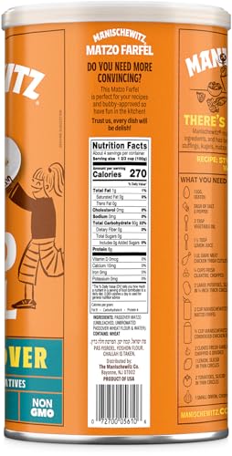 Manischewitz Matzo Farfel, 14oz Resealable Canister, Sodium Free, No Artificial Colors or Flavors, Non GMO, Kosher For Passover & Year Round - image 3