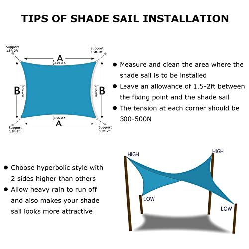 Image of KANAGAWA 21'X22' Sun Shade Sail Turquoise Mix Curved Rectangle Customizable