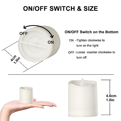 Image of Flameless LED Tea Lights with Timer - Battery Operated, Flickering Fake Tealight Candles, Unscented Outdoor White Flame, Set of 6, 1.8 inch