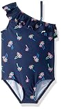 OshKosh B'Gosh Girls' One-Piece Swimsuit, Navy Palm Tree, 4-5