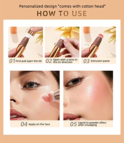 2 Pack Contour Beauty Wand, Highlighter ，Face Concealer Contouring With Cushion Applicator Long Lasting & Smooth Matte Finish Liquid Illuminator Makeup Stick . (01 Contour # 02 Peach Pink) #TOP2