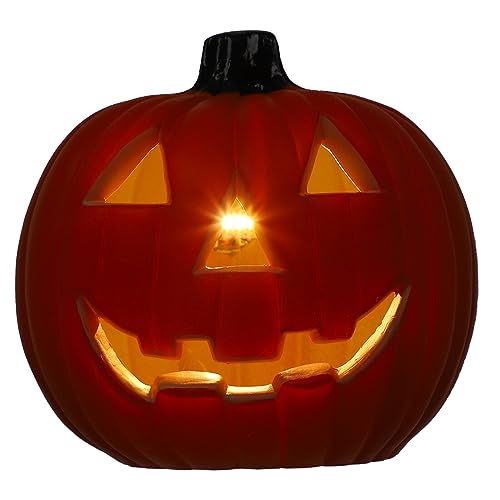 STOBOK Pumpkin Lantern, 14x19cm Halloween Pumpkin Lantern Jack O Lantern Pumpkin Light Plastic Pumpkin Artificial Pumpkin Decorations for Halloween (Not Included Battery)