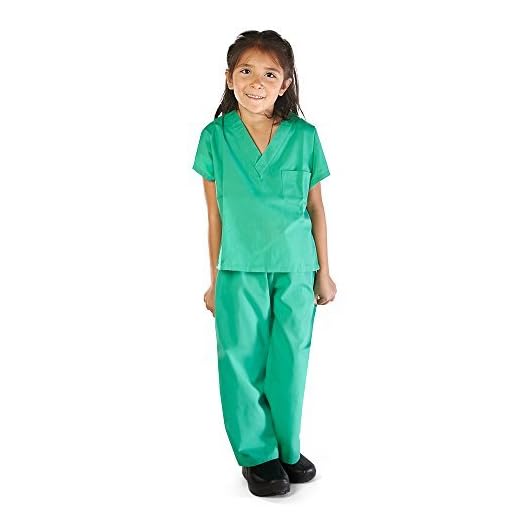 M&M SCRUBS Super Soft Children Scrub Set Kids Dress up (8/10, Surgical Green)