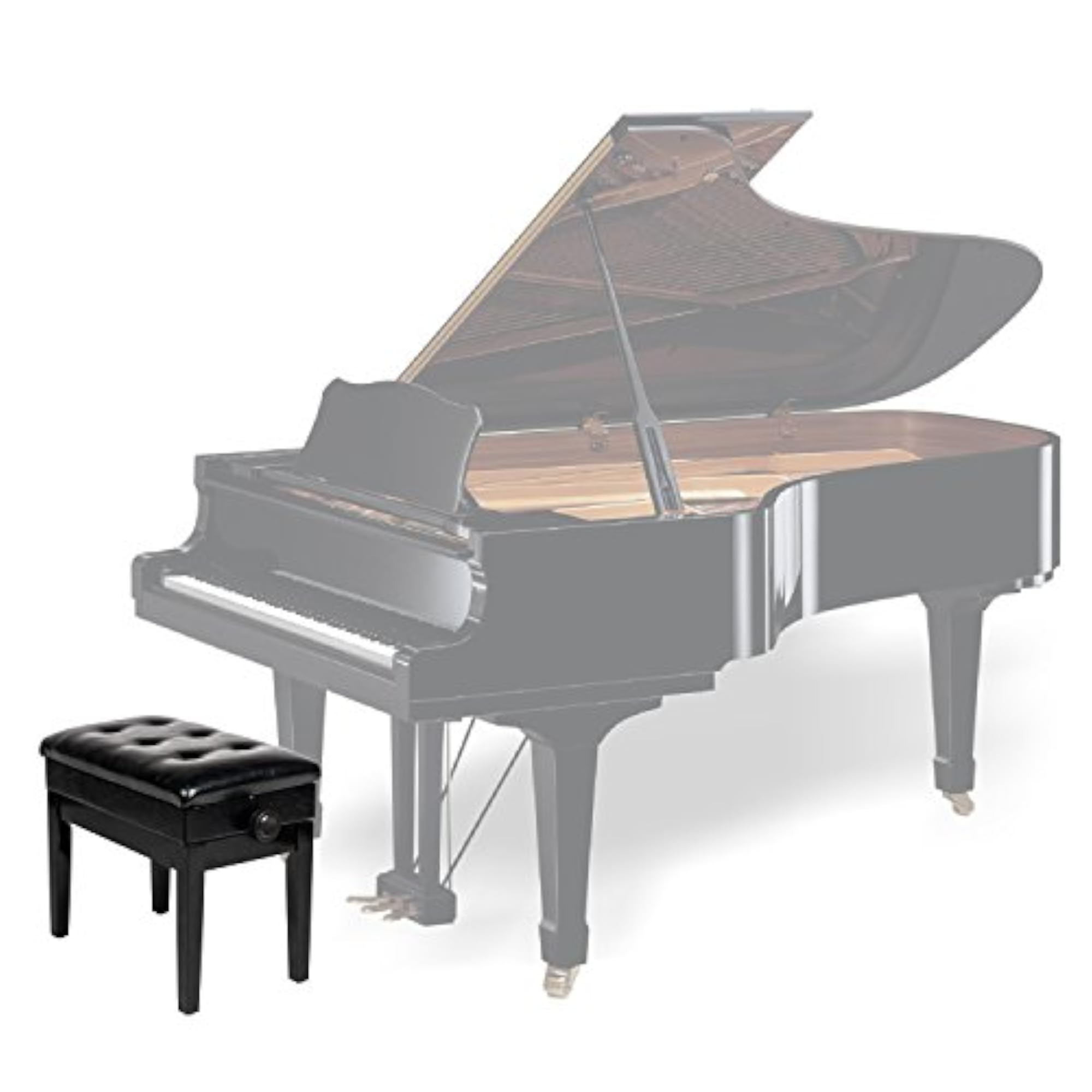 Adjustable Faux Leather Piano Bench with Storage