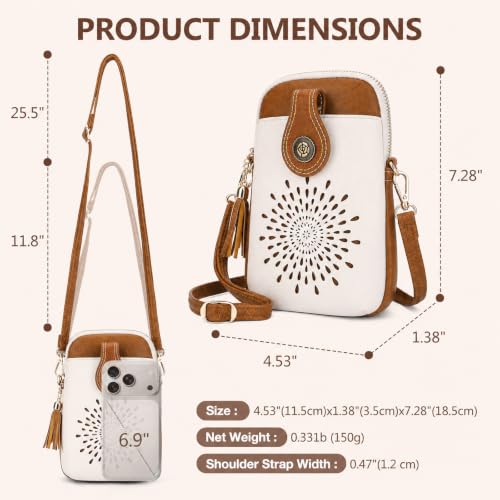 Image of APHISON Small Crossbody Bags for Women, Lightweight Vegan Leather Cell Phone Purse, Cute Purses with Tassels
