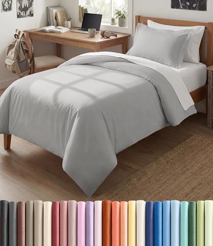 Image of Duvet Cover Twin /Twin XL Size Set - Extra Soft Twin /Twin XL Duvet Cover 68 inch x 90 inch with 1 Pillow Sham for Women, Men, Kids & Teens - Comfy, Easy-Care & Fade Free w / Zipper Closures & Ties (French Grey)