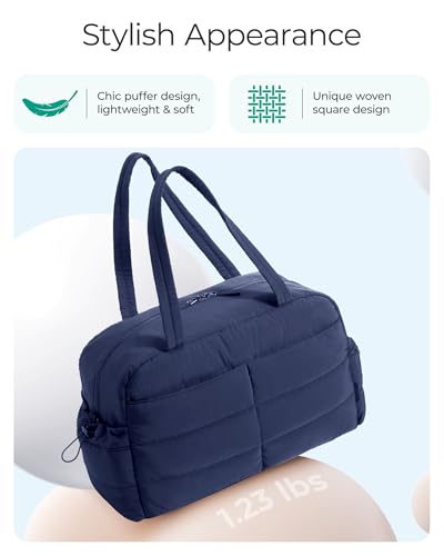 Image of BAGSMART Gym Bag for Women, Lightweight Puffer Duffle Bag 2-PC Travel Bag, 31L Weekender Overnight Bag Quilted Carry On Tote Bag, Diaper Hospital Dance Bag for Travel, Gym, Water Resistant