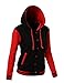 Stylish Color Contrast Long Sleeves Hoodie Varsity Jacket Black Red M