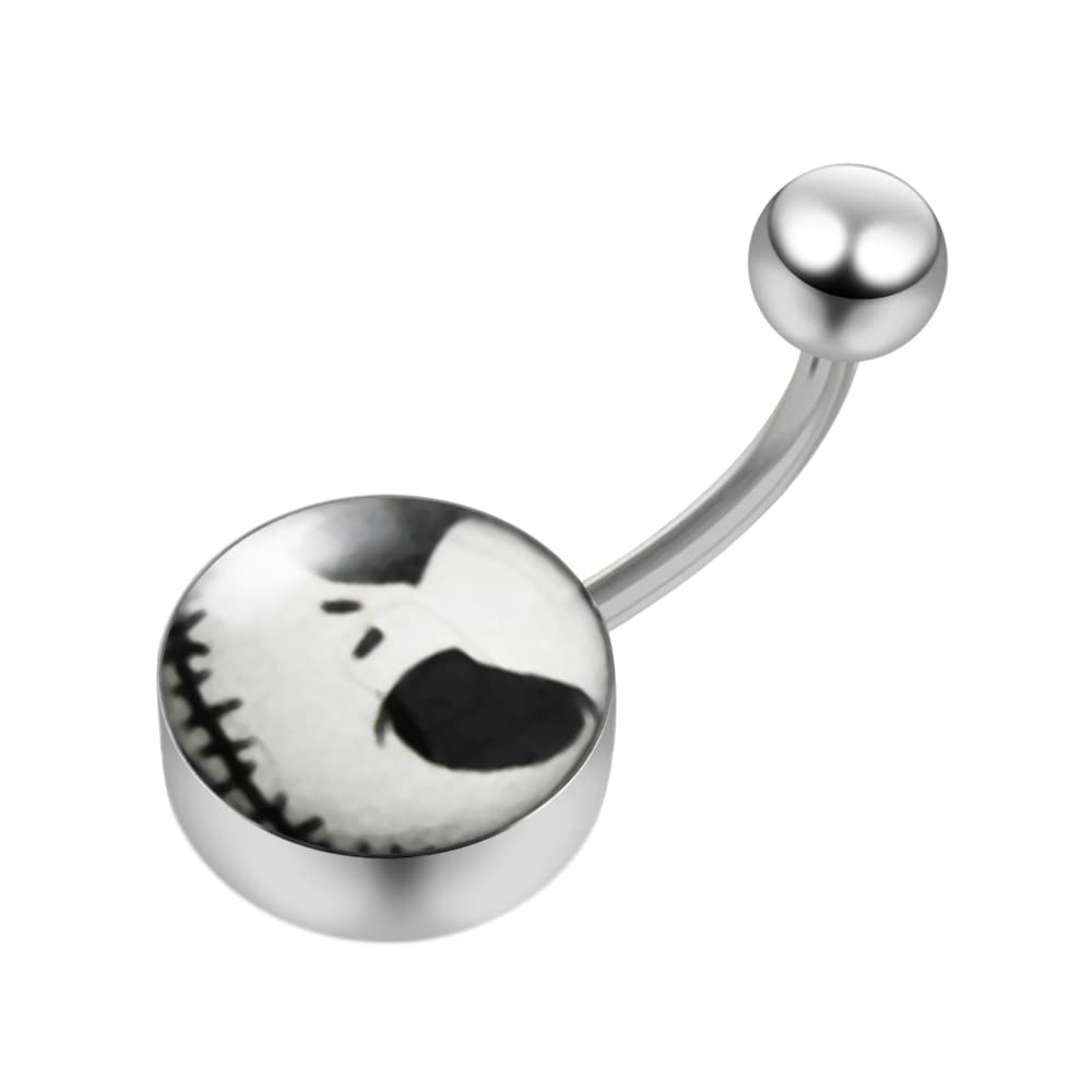 PiercingPoint MR.JACK Logo Belly Ring. 12MM Logo on Surgical Steel Base with 14Gx3/8 (1.6x10mm) Banana with 5MM Ball.