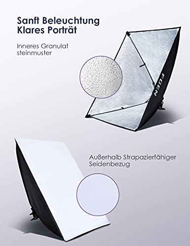 FGen Softbox Fotostudio Set, Fotolicht 2x50x70cm Beleuchtung für Fotostudios mit E27 Sockel 135W 5500K Fotolampe und 2M verstellbare Lichtstative für Studio-Porträts, Produktfotografie – Bild 3