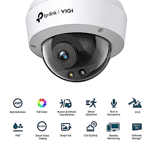 Image of TP-Link VIGI C240 2.8mm Lens Smart Security Camera | 4MP HD Full-Color Dome Network Camera | Built-in Microphone | IK10 Vandal-Proof | IP67 Waterproof | H.265+ | PoE /12V CCTV