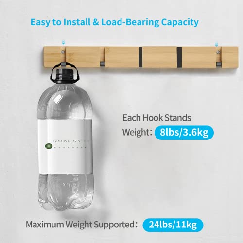 Dr.dj Wall Coat Hanger 5 Folding Hooks Wooden Clothes Rack Hat Rack Modern Wall Floating Coat Hook Rack Adhesive & Wall Mounted, Coat Hanger Hiden Hooks For Coats, Hats, Scarves, Key Rack Towel Rack #TOP3