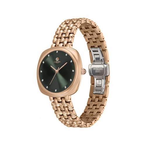 Image of Carlton London Women Celeste Analog Watch, Square Dial, Stainless Steel Strap, Quartz Movement, 30M Water Resistant, Casual Wear