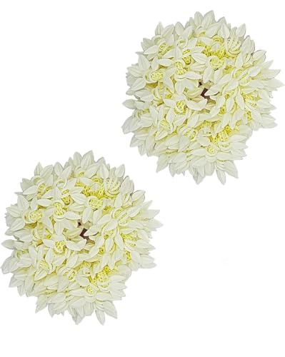 Artificial Mogra White Gajra Hair Accessories Gajra Rubber Band for Women & Girls (Pack of 2)-White image 3